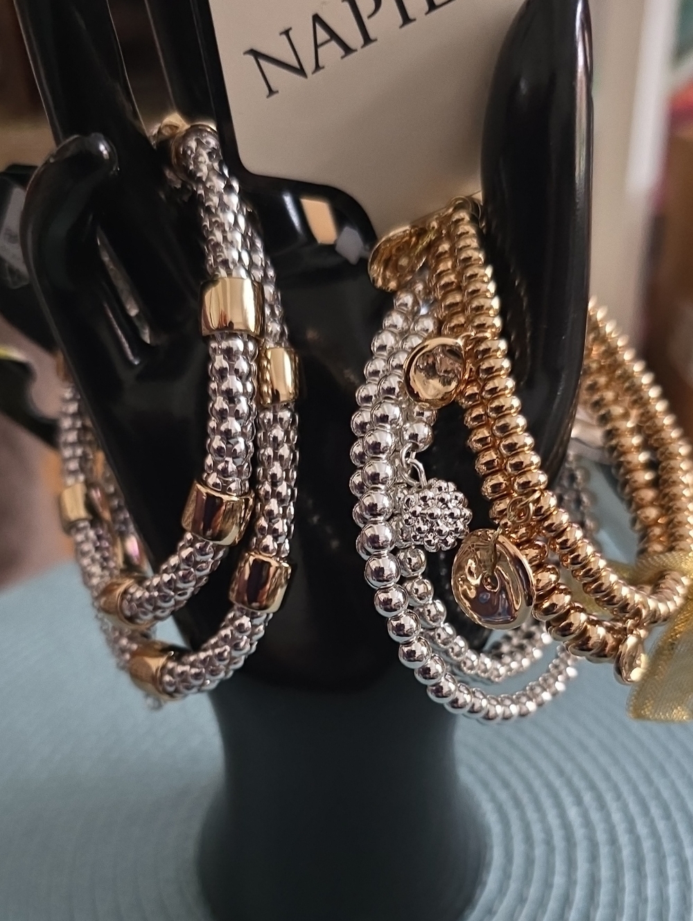 NAPIER BRAND WOMEN'S  SILVERTONE & GOLDTONE FASHION JEWELRY STRETCH BRACELETS